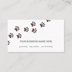 Tarjeta De Visita Perro sitter, paw path con corazón