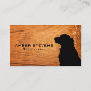 Tarjeta De Visita Perro Sitting Silhouette   Madera