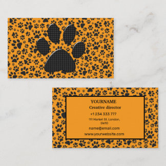 Tarjeta De Visita Perro traza un punto de polka blanco y negro en da