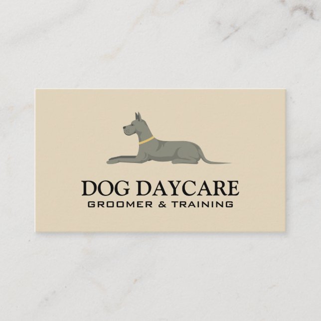 Tarjeta De Visita Perro tumbado | Servicios de cuidado de animales (Anverso)