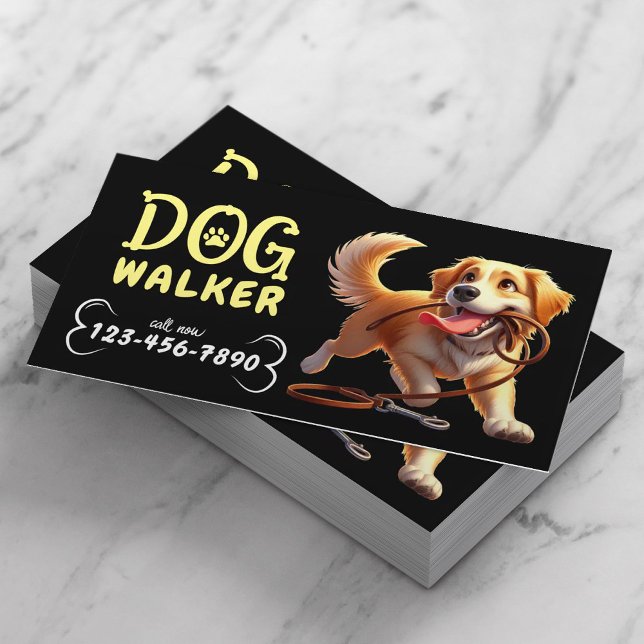 Tarjeta De Visita Perro Walker Cute feliz perro Mascota Sitter Negro (Subido por el creador)