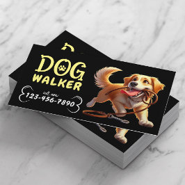 Tarjeta De Visita Perro Walker Cute feliz perro Mascota Sitter Negro