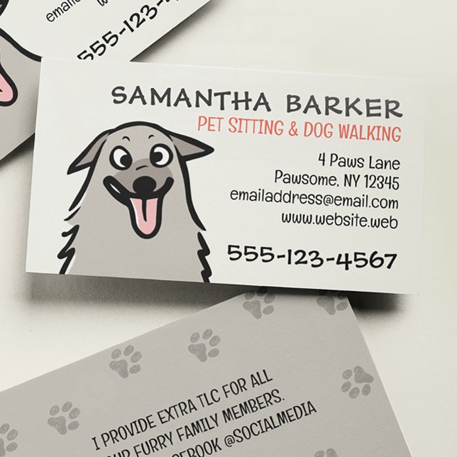 Tarjeta De Visita Perro Walker Mascota Sitter Gracioso Perro Fluffy (Subido por el creador)