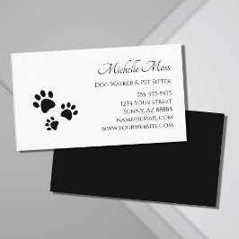 Tarjeta De Visita Perro Walker Paw Impresiones Blanco Negro