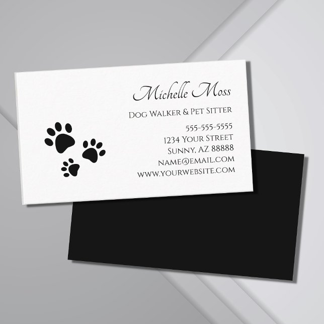 Tarjeta De Visita Perro Walker Paw Impresiones Blanco Negro (Subido por el creador)