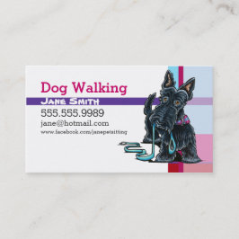 Tarjeta De Visita Perro Walker Scottie Pink Purple Plaid
