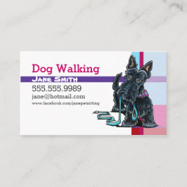 Tarjeta De Visita Perro Walker Scottie Pink Purple Plaid