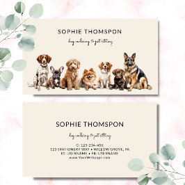 Tarjeta De Visita Perro y mascotas caminando