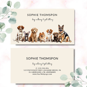 Tarjeta De Visita Perro y mascotas caminando
