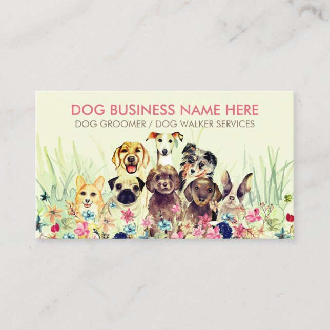 Tarjeta De Visita Perros Acuarela (Anverso)