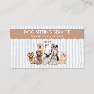 Tarjeta De Visita Perros Acuarela Stripes Pet Sitter