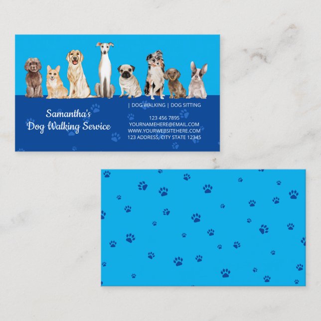 Tarjeta De Visita Perros acuarelas de manchas cúrgenes de la marina  (Anverso / Reverso)