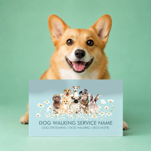 Tarjeta De Visita Perros Azules Bonitos en Margaritas