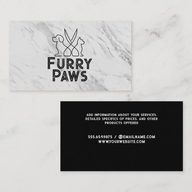 Tarjeta De Visita Perros Cat Scissor Line Art | Groomers (Anverso / Reverso)