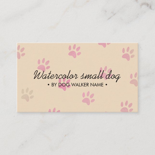 Tarjeta De Visita Perros de garras rosadas crema mascota simple (Anverso)