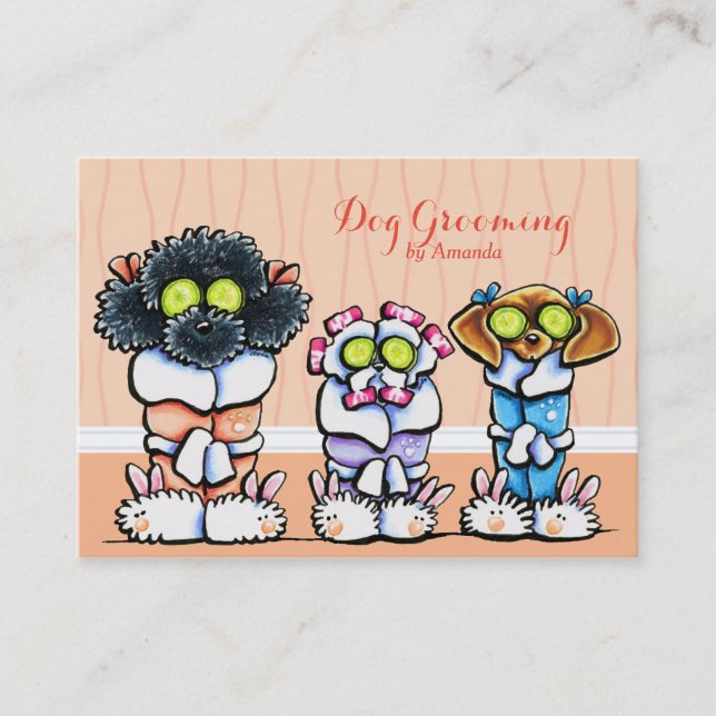 Tarjeta De Visita Perros de perro Groomer Grooming en folios (Anverso)