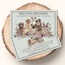 Perros de PetSitter sentados flores retro veterina