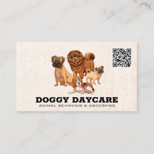 Tarjeta De Visita Perros en grupo   Código QR
