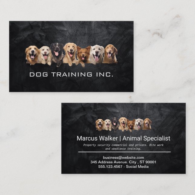 Tarjeta De Visita Perros felices | Entrenador de animales (Anverso / Reverso)