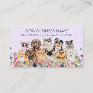 Tarjeta De Visita Perros Gatos Lila Púrpura