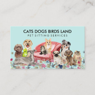 Tarjeta De Visita Perros Gatos Pájaros Hotel Sofá Guardería de Masco
