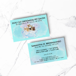 Tarjeta De Visita Perros Mascota rosa azul verde azulado Perros Groo