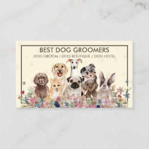 Tarjeta De Visita Perros Paws Marco Mascota Cute Amarillo