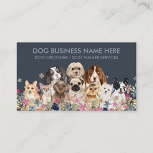 Tarjeta De Visita Perros Pug Azul Chihuahua Corgi Poodle Bulldog