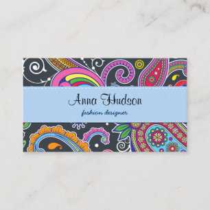 Tarjeta De Visita Persa oriental Paisley - amarillo azul rosado