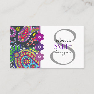 Tarjeta De Visita Persa oriental Paisley - amarillo azul rosado