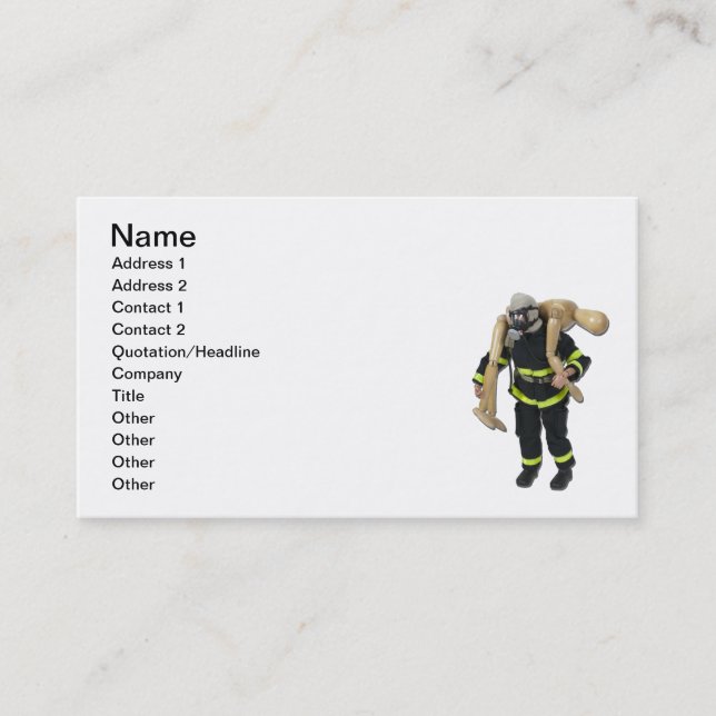 Tarjeta De Visita Persona del rescate del bombero (Anverso)