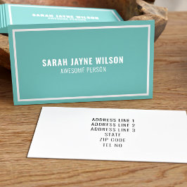 Tarjeta De Visita Persona impactante del borde verde azulado y blanc
