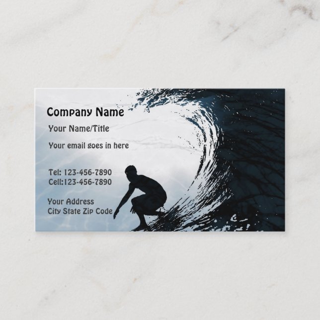 Tarjeta De Visita Persona que practica surf grande de la onda (Anverso)