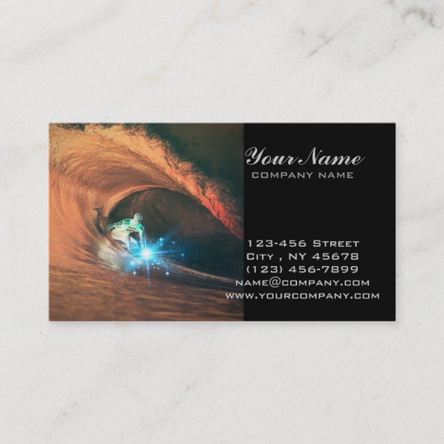 Tarjeta De Visita persona que practica surf que practica surf del (Anverso)