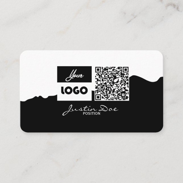 Tarjeta De Visita Personal business card with QR code Black & White (Anverso)