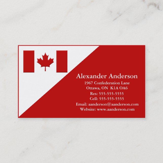 Tarjeta de visita personal Canadá (Anverso)