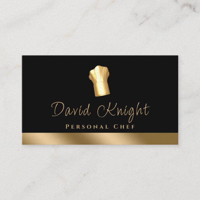 Tarjeta De Visita Personal Chef Gold Black Luxury Food Catering (Anverso)