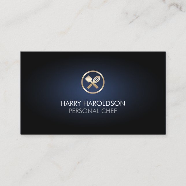 Tarjeta De Visita Personal Chef Utensils Icon Food Service (Anverso)