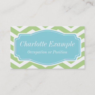 Tarjeta De Visita Personal de Chevron azul blanco verde