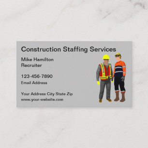 Tarjeta De Visita Personal de Construcción y Servicio Temporal