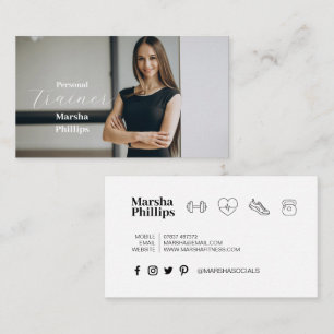 Tarjeta De Visita Personal Fitness Moderno Trainer Foto de moda