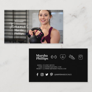 Tarjeta De Visita Personal Fitness Moderno Trainer Foto de moda