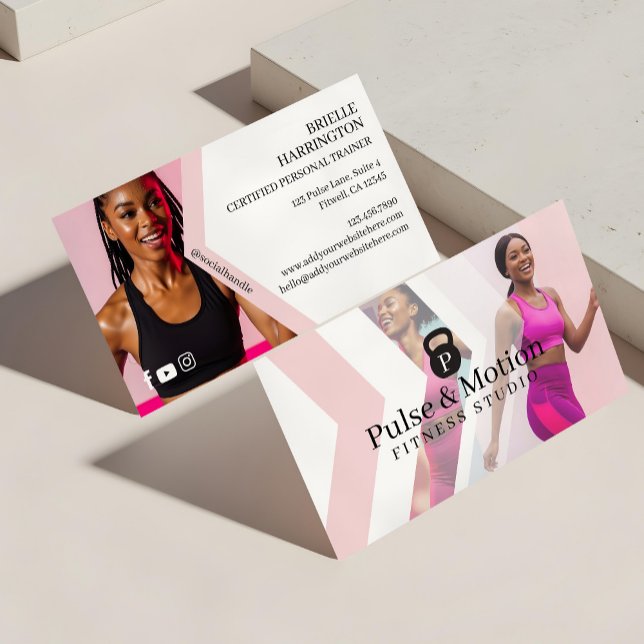 Tarjeta De Visita Personal Fitness Trainer Kettlebell Monogram Photo (Modern Sporty Fitness Kettlebell Monogram Photos Business Card)