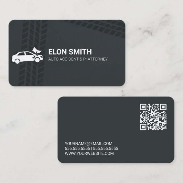 Tarjeta De Visita Personal Injury Attorney QR (Anverso / Reverso)