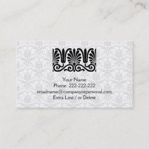 Tarjeta De Visita Personal simple del damasco blanco negro