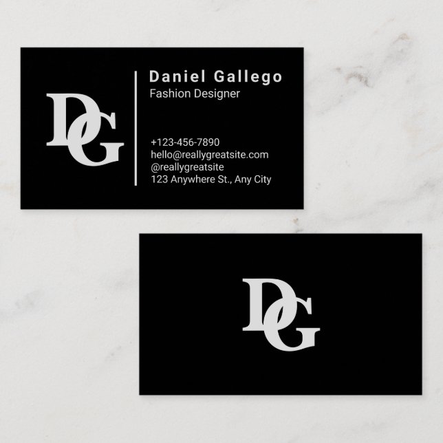 Tarjeta De Visita Personal simple y negro y blanco (Anverso / Reverso)