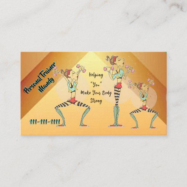 Tarjeta De Visita Personal Trainer 3.5" x 2.0" Business Card (Anverso)