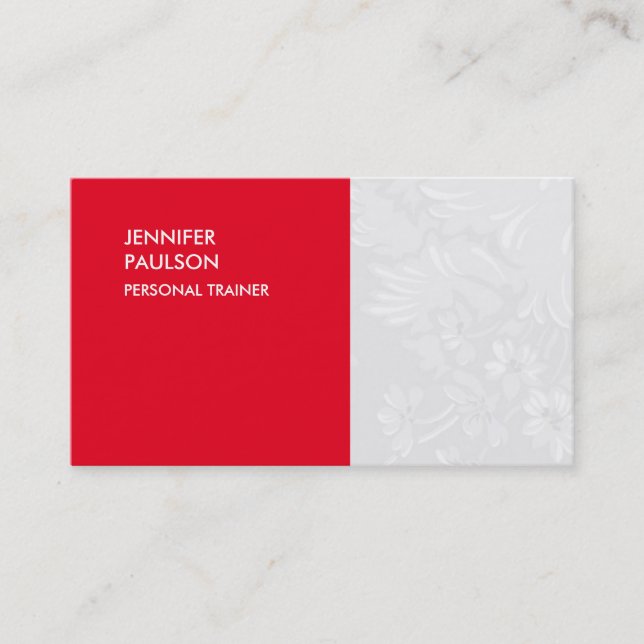 Tarjeta De Visita Personal Trainer Especial Red Floral Damask (Anverso)