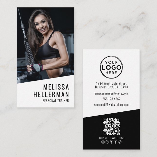 Tarjeta De Visita Personal Trainer Photo Vertical (Anverso / Reverso)