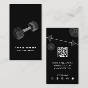 Tarjeta De Visita Personal Training Fitness Dumbbell QR Code